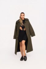 Зелено Тренч палто Теодора