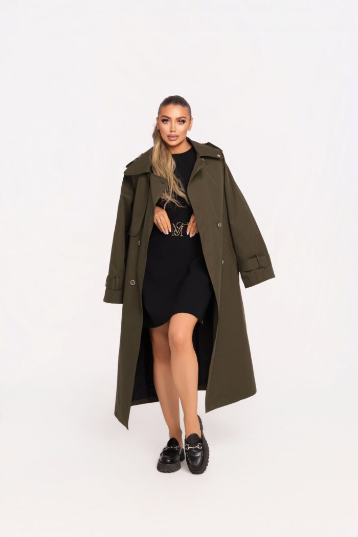 Зелено Тренч палто Теодора