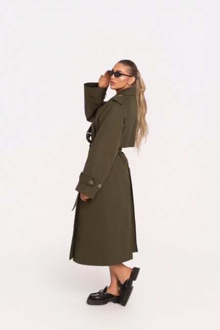 Зелено Тренч палто Теодора