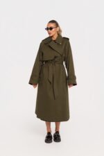 Зелено Тренч палто Теодора