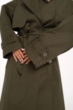 Зелено Тренч палто Теодора