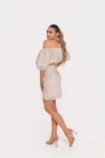 Къса пола и бюстие бея цвят овес