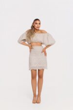 Къса пола и бюстие бея цвят овес