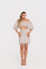 Къса пола и бюстие бея цвят овес